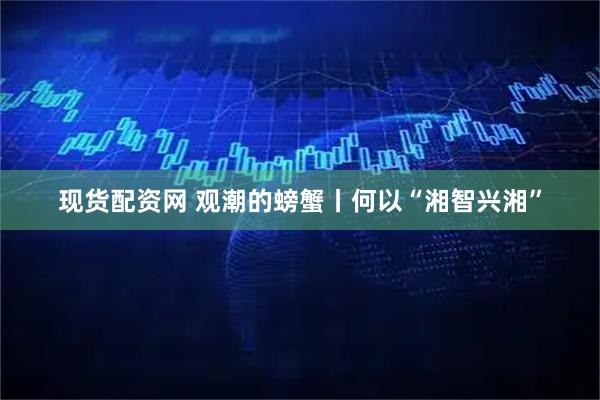 现货配资网 观潮的螃蟹丨何以“湘智兴湘”